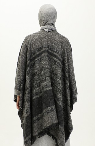 Ethnic Patterned Poncho 2040-01 Gray Smoked 2040-01