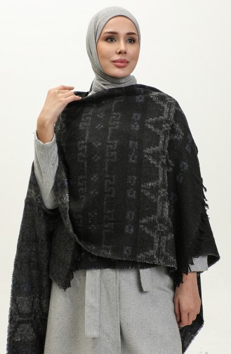 Poncho A Motifs Kilim 2040-02 Gris Indigo 2040-02