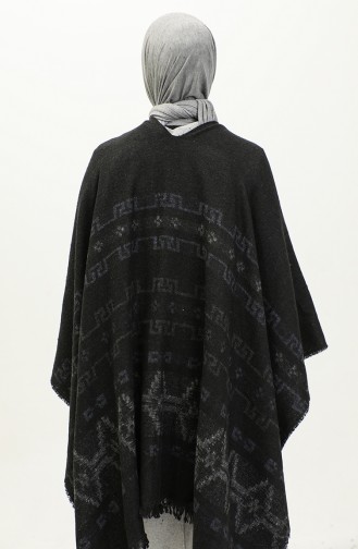 Kilim Patterned Poncho 2040-02 Gray Indigo 2040-02