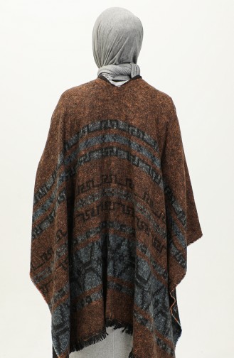 Kilim Patterned Poncho 2040-03 Orange Blue 2040-03