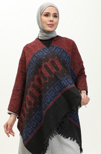 Poncho Met Kelimpatroon 2041-04 Rode Saks 2041-04