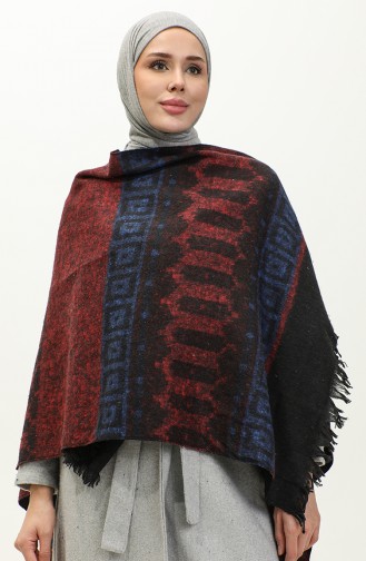 Poncho Met Kelimpatroon 2041-04 Rode Saks 2041-04