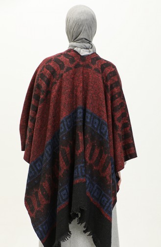 Poncho Met Kelimpatroon 2041-04 Rode Saks 2041-04