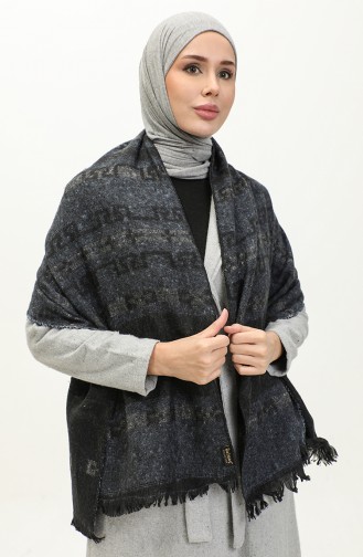 Patterned Shoulder Shawl 2046-03 SmokedGray Indigo 2046-03