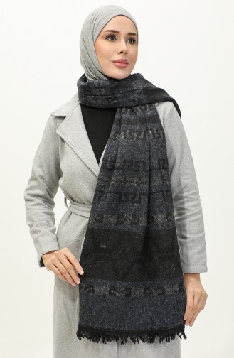 Patterned Shoulder Shawl 2046-03 SmokedGray Indigo 2046-03