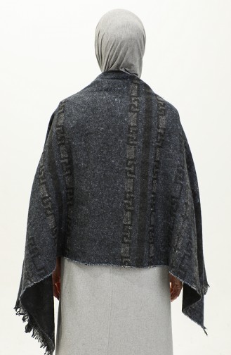 Patterned Shoulder Shawl 2046-03 SmokedGray Indigo 2046-03