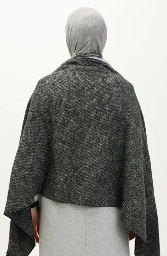 Gemusterter Schulterschal 2047-01 Grün Schwarz 2047-01
