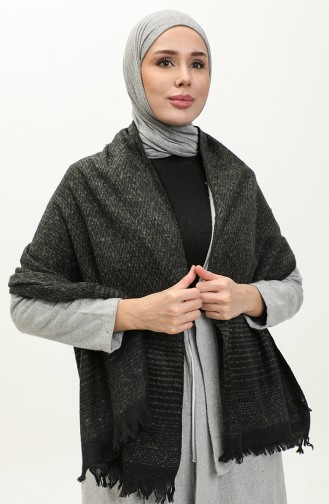 Patterned Shoulder Shawl 2047-02 Khaki Black 2047-02