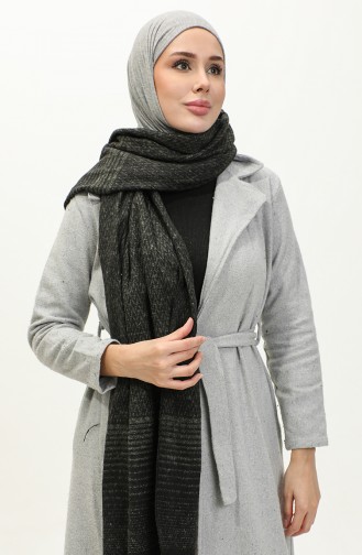 Patterned Shoulder Shawl 2047-02 Khaki Black 2047-02