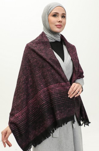 Patterned Shoulder Shawl 2047-04 Fuchsia Black 2047-04