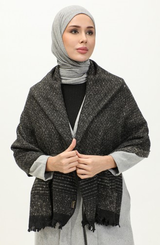 Patterned Shoulder Shawl 2047-05 Beige Black 2047-05