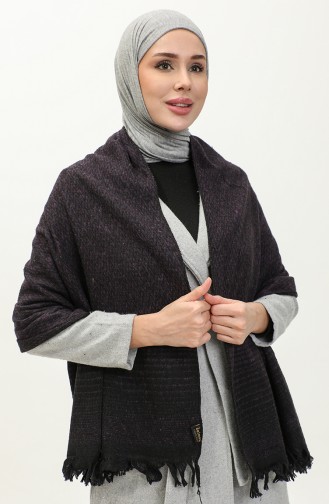 Patterned Shoulder Shawl 2047-06 Purple Black 2047-06