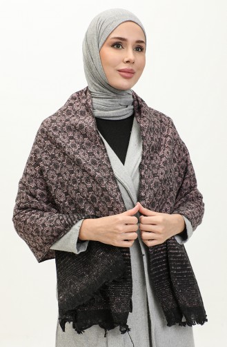 Patterned Shoulder Shawl 2048-02 Pink Black 2048-02