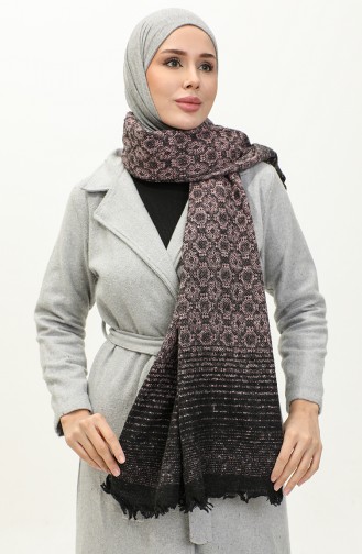 Patterned Shoulder Shawl 2048-02 Pink Black 2048-02