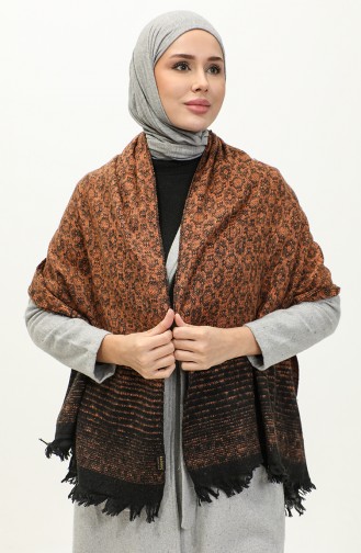 Patterned Shoulder Shawl 2048-03 Tan Black 2048-03