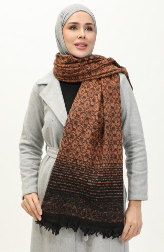 Patterned Shoulder Shawl 2048-03 Tan Black 2048-03