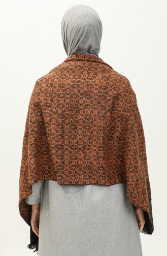 Patterned Shoulder Shawl 2048-03 Tan Black 2048-03