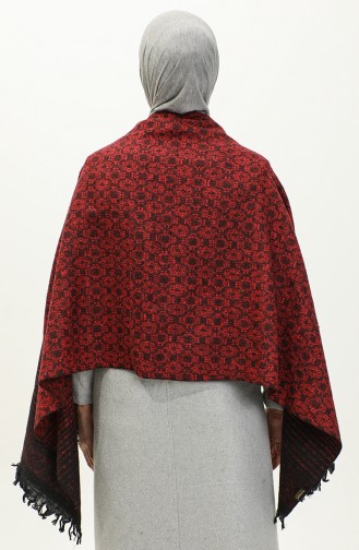 Patterned Shoulder Shawl 2048-04 Red Black 2048-04