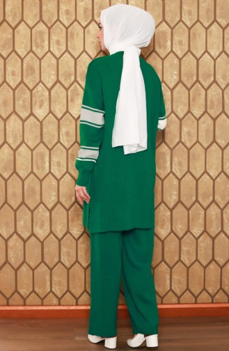 Corded Stone Knitwear Set Green 12399KLC.YSL
