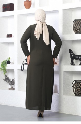 Steinbesticktes Abendkleid Khaki 6023SMR.HAK