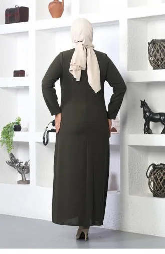 Steinbesticktes Abendkleid Khaki 6023SMR.HAK