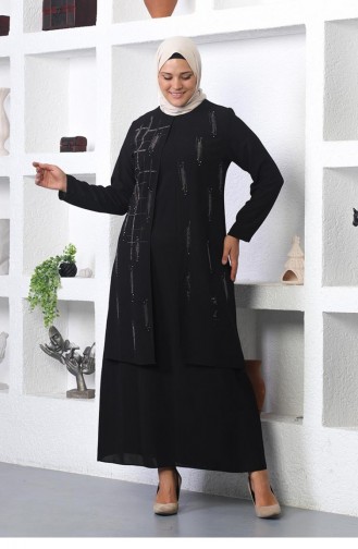 Robe De Soirée Brodée De Pierre Noir 6023SMR.SYH