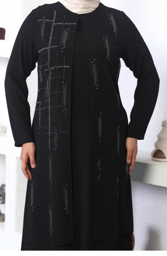 Robe De Soirée Brodée De Pierre Noir 6023SMR.SYH