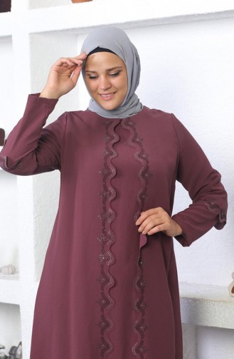 Robe De Soirée Brodée Hijab Grande Taille Dusty Rose 6032SMR.GKR