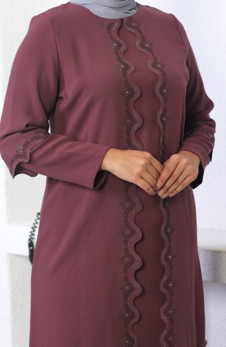 Robe De Soirée Brodée Hijab Grande Taille Dusty Rose 6032SMR.GKR