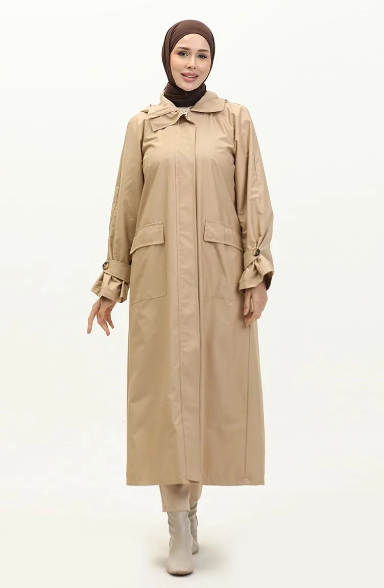 Vivezza Trench A Capuche Et Col Large A Fermeture 6976-08 Camel 6976-08