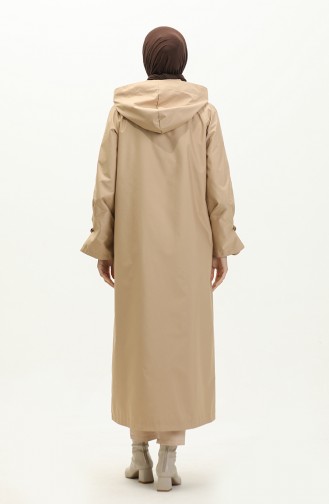 Vivezza Trenchcoat Met Capuchon Brede Kraag En Ritssluiting 6976-08 Camel 6976-08