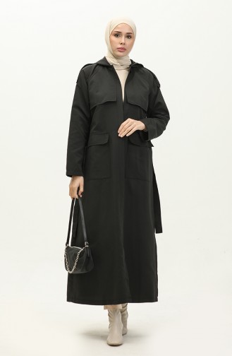 Vivezza Hooded Trench Coat Abaya 7001-01 Black 7001-01