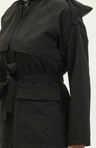 Vivezza Hooded Trench Coat Abaya 7001-01 Black 7001-01
