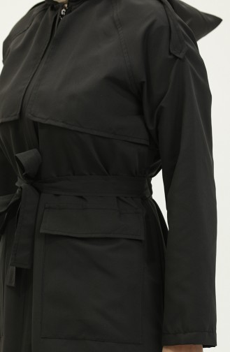 Vivezza Trench A Capuche Abaya 7001-01 Noir 7001-01