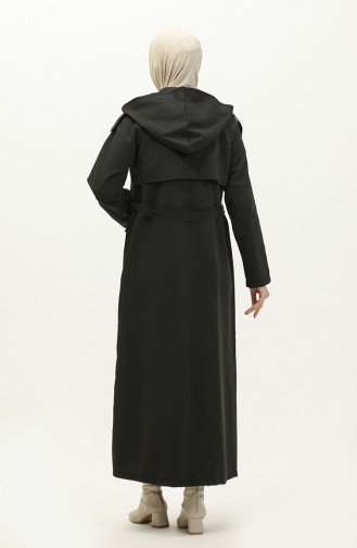 Vivezza Trenchcoat Mit Kapuze Abaya 7001-01 Schwarz 7001-01