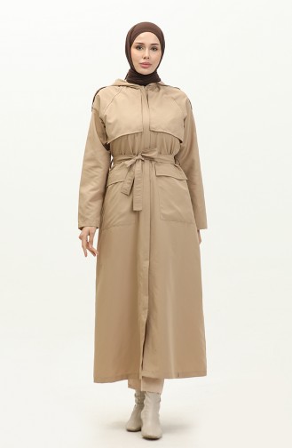 Vivezza Trench A Capuche Abaya 7001-02 Beige 7001-02