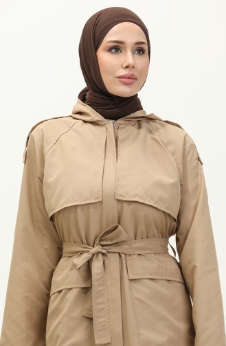 Vivezza Trenchcoat Mit Kapuze Abaya 7001-02 Beige 7001-02