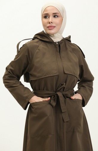 Vivezza Trenchcoat Mit Kapuze Abaya 7001-03 Khaki 7001-03