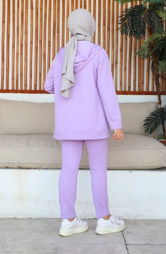 Hooded Pocket Detailed Women`s Tracksuit 1602-05 Lilac 1602-05