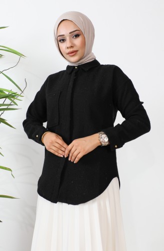 Chemise Tweed Avec Poche 60012-01 Noir 60012-01