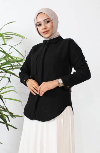 Chemise Tweed Avec Poche 60012-01 Noir 60012-01
