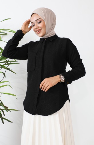 Chemise Tweed Avec Poche 60012-01 Noir 60012-01