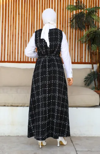 Tüvit Kuşaklı Jile Elbise 7130-01 Siyah