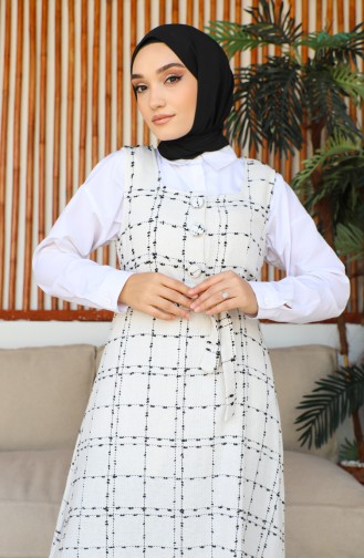 Tweed Belted Gilet Dress 7130-02 white 7130-02