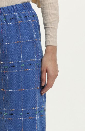 Tweed Fabric Elastic waist Trousers 0191-01 Indigo 0191-01