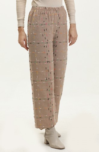 Tweed Fabric Elastic waist Trousers 0191-02 Mink 0191-02