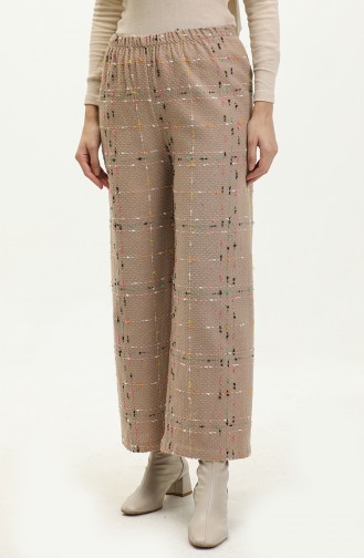 Tweed Fabric Elastic waist Trousers 0191-02 Mink 0191-02