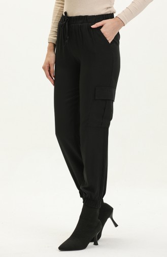 Elastic waist Cargo Trousers 1147a-02 Black 1147A-02