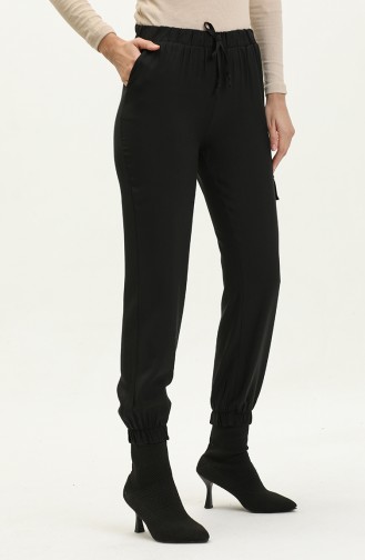 Elastic waist Cargo Trousers 1147a-02 Black 1147A-02