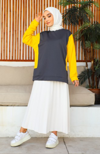 women`s Two Piece Color Sweatshirt 1701-05 Yellow 1701-05